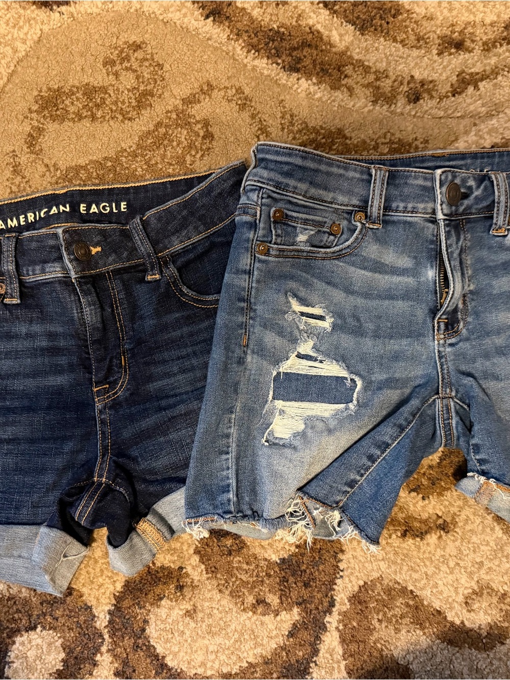 American Eagle Outfitters Women's Denim Jean Shorts - Dark and Light Blue